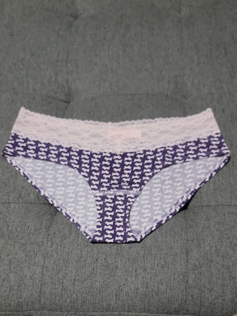 VTG 2014 Victoria’s Secret Purple Pink Scotty Dog Lace Hiphugger Panty M NWT*